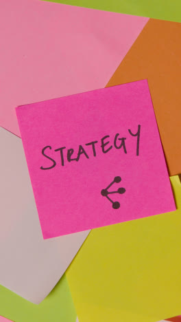 Vertical-Video-Business-Concept-Of-Revolving-Sticky-Notes-With-Strategy-Written-On-Top-Note-1